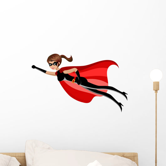 Superhero Woman Flying Wall Decal