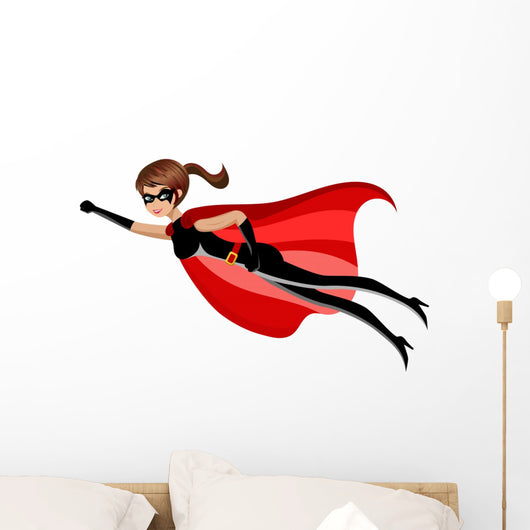 Superhero Woman Flying Wall Decal