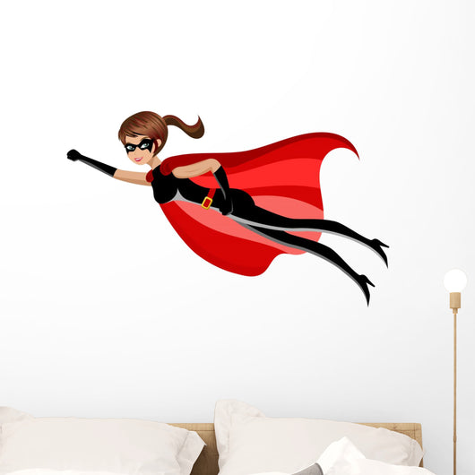 Superhero Woman Flying Wall Decal
