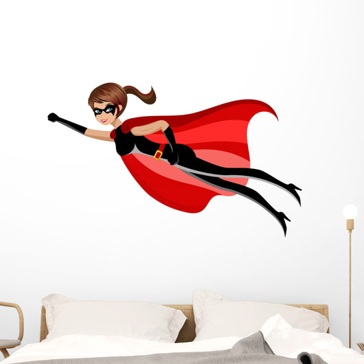 Superhero Woman Flying Wall Decal