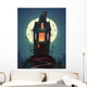 Spooky Hilltop Mansion Halloween Wall Decal