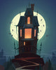 Spooky Hilltop Mansion Halloween Wall Decal