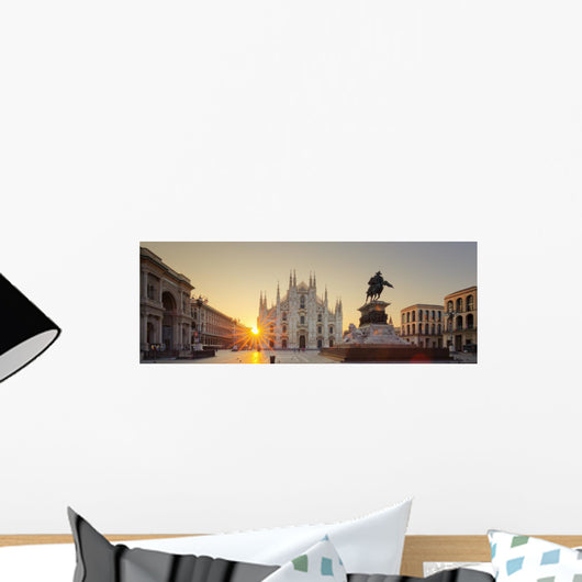 Italian Sunrise Milan Cathedral Wall Decal Panoramic Wall Decal