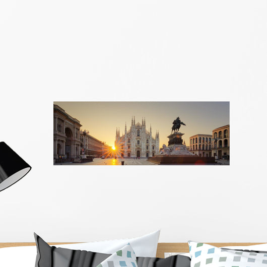 Italian Sunrise Milan Cathedral Wall Decal Panoramic Wall Decal