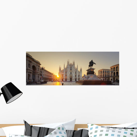 Italian Sunrise Milan Cathedral Wall Decal Panoramic Wall Decal