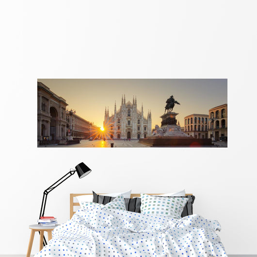 Italian Sunrise Milan Cathedral Wall Decal Panoramic Wall Decal