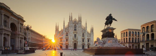 Italian Sunrise Milan Cathedral Wall Decal Panoramic Wall Decal