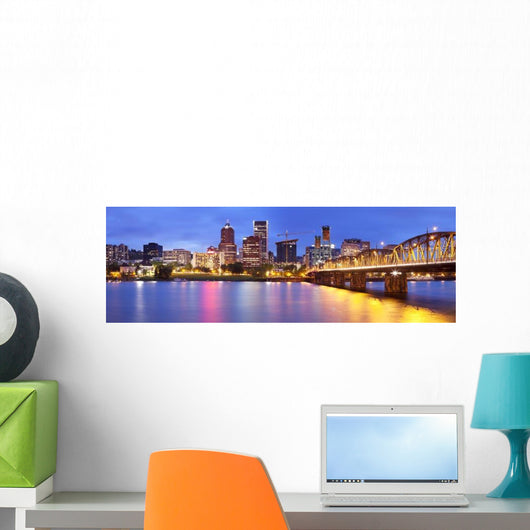 Skyline Portland Oregon Night Wall Decal