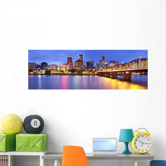 Skyline Portland Oregon Night Wall Decal