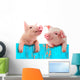 Funny Fenced Pigs Wall Decal