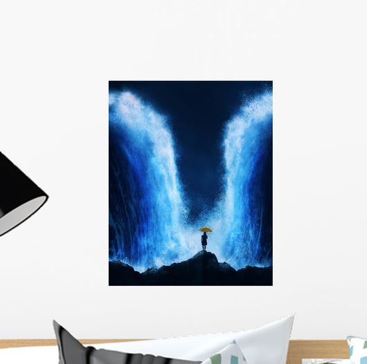Woman with Splitting Ocean Wall Decal