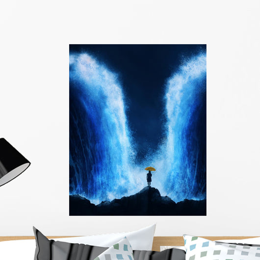 Woman with Splitting Ocean Wall Decal