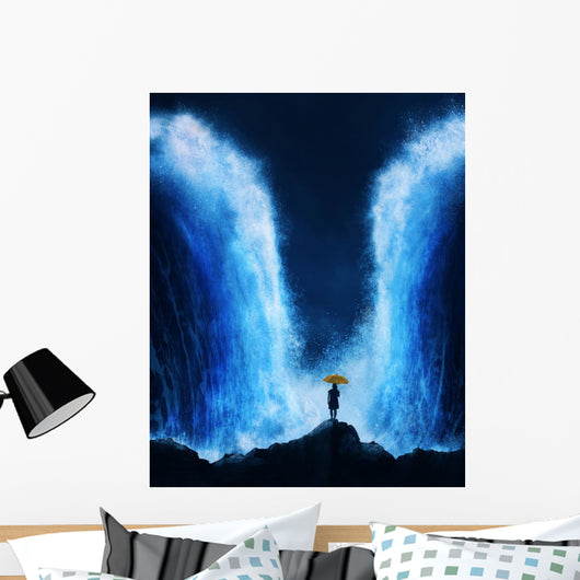 Woman with Splitting Ocean Wall Decal
