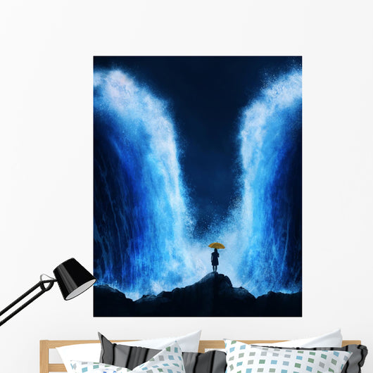Woman with Splitting Ocean Wall Decal