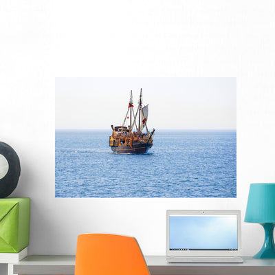Tourist Cruise Pirate Sailing Wall Decal shown on a wall