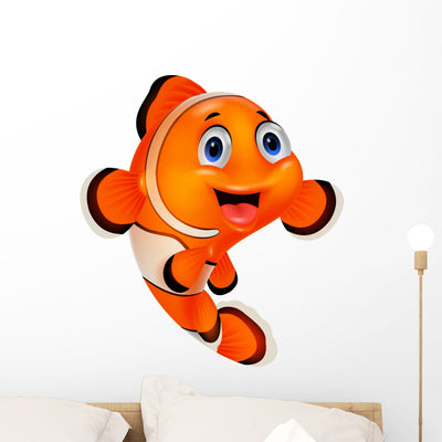 Cartoon Clown Fish Wall Decal shown on a wall