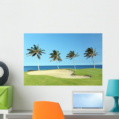 Golf Course Lava Ocean Wall Decal shown on a wall