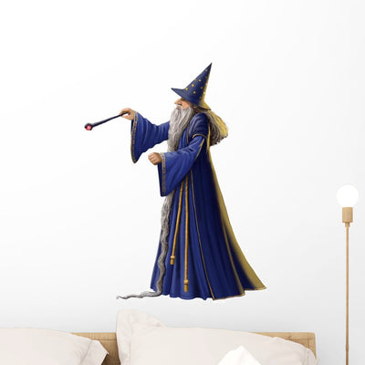 Magical Wizard Wall Decal shown on a wall