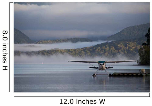Landed Waterplane Foggy Hills Wall Decal