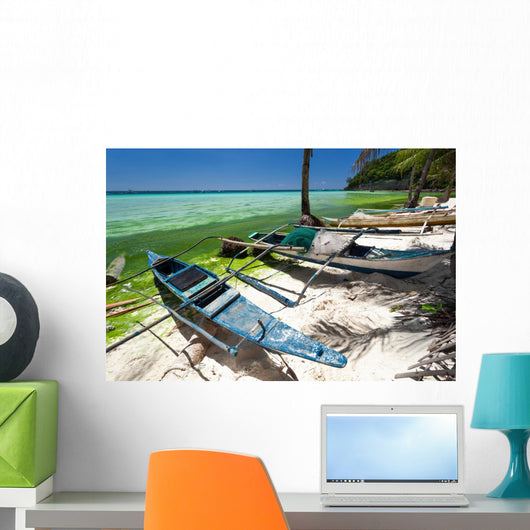 Asian Fishing Boat Tropical Wall Decal