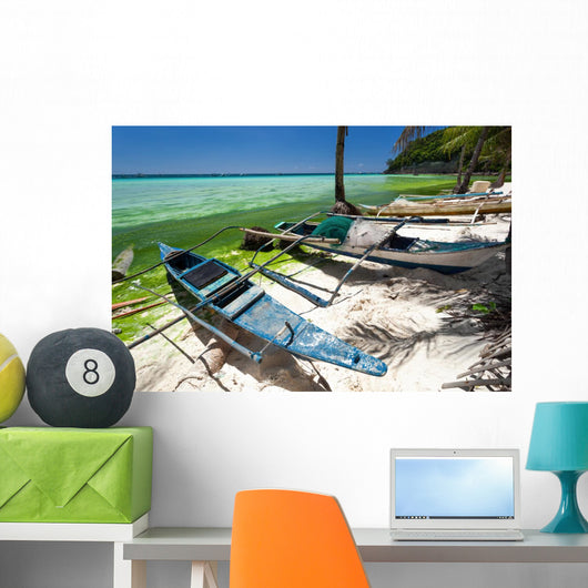 Asian Fishing Boat Tropical Wall Decal