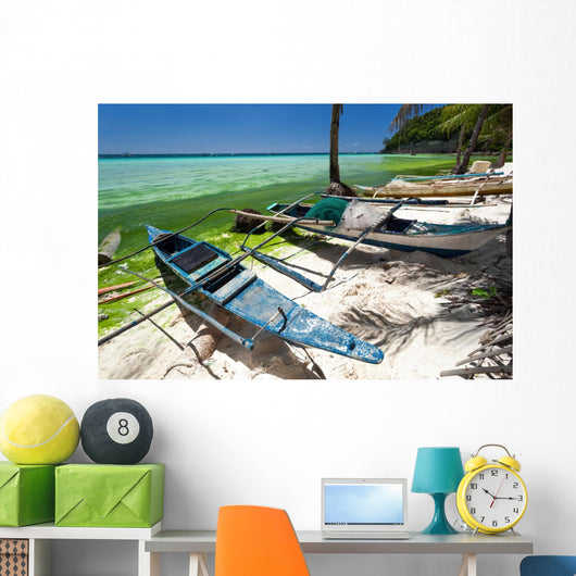 Asian Fishing Boat Tropical Wall Decal