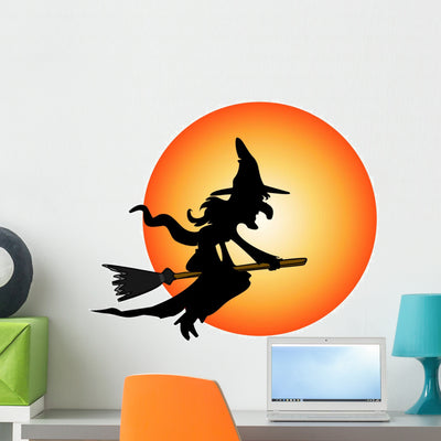 Halloween Witch Wall Decal shown on a wall