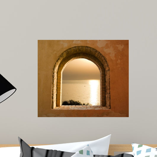 Sunset Sea through Windows Wall Decal