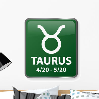 Taurus Astrology Sign Wall Decal shown on a wall