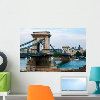 Szechenyi Chain Bridge Budapest Wall Decal shown on a wall