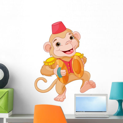 Musical Monkey Wall Decal shown on a wall