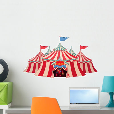 Big Top Circus Tents Wall Decal shown on a wall