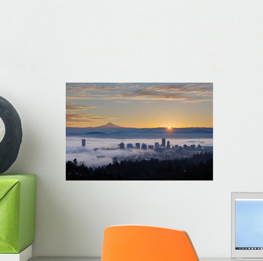 Sunrise over Foggy Portland Wall Decal