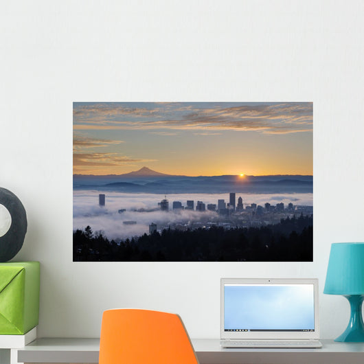 Sunrise over Foggy Portland Wall Decal