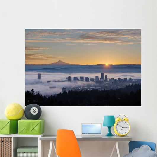 Sunrise over Foggy Portland Wall Decal