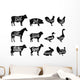 Farm Animals Butchery Silhouettes Wall Decal Sticker Set