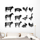 Farm Animals Butchery Silhouettes Wall Decal Sticker Set