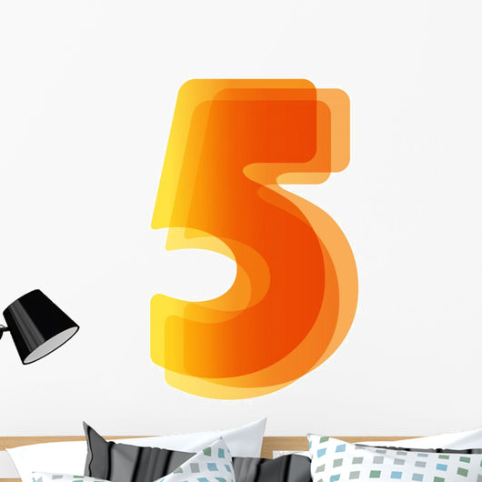 One Orange Number 5 Wall Decal