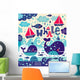 Cartoon Whale and Fish Wall Decal