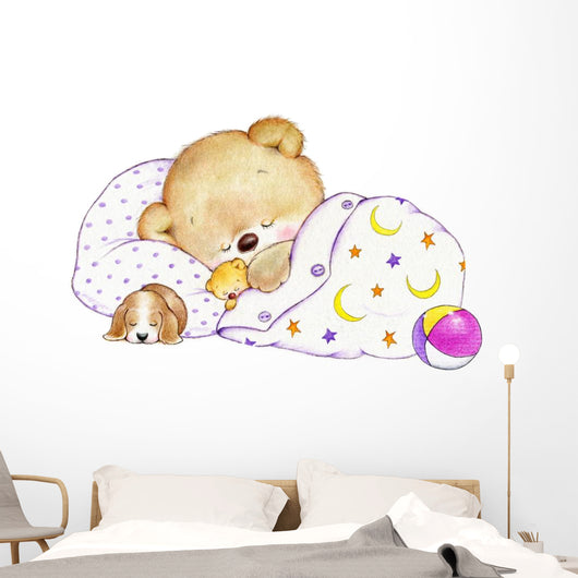 Sleeping Teddy Bear Wall Decal