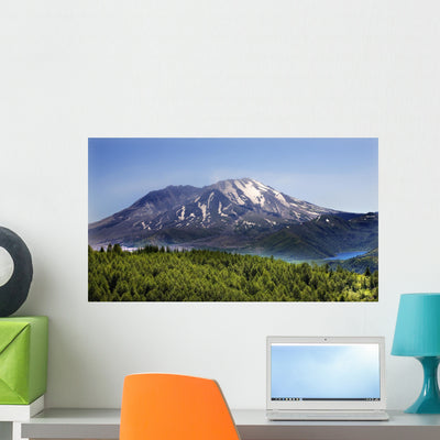 Forest Blue Lake Snowy Wall Decal shown on a wall
