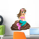 Little Mermaid Sitting Rock Wall Decal