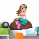 Little Mermaid Sitting Rock Wall Decal