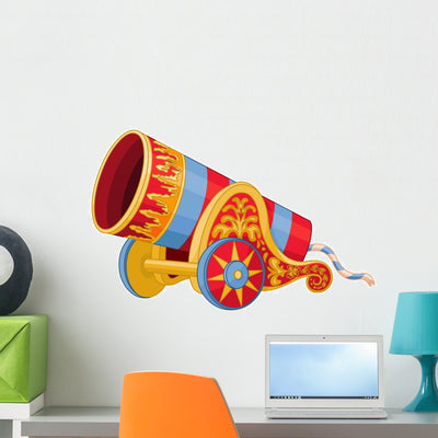 Circus Cannon Wall Decal shown on a wall