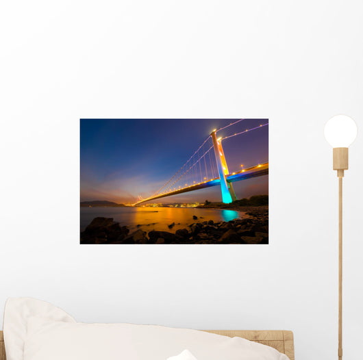 Hong Kong Tsing Ma Bridge at Night Wall Decal