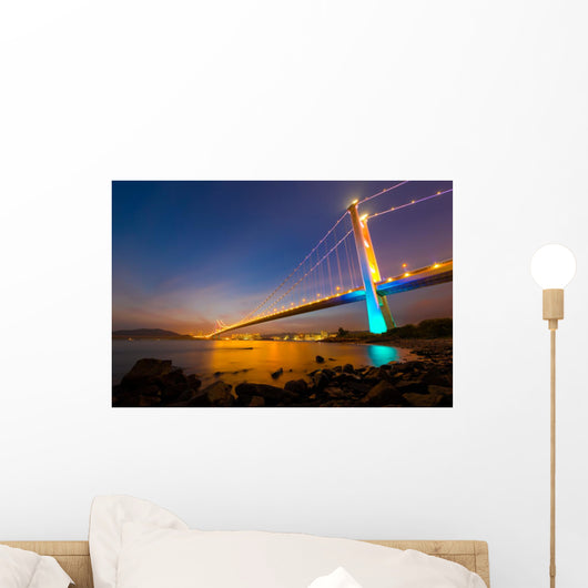 Hong Kong Tsing Ma Bridge at Night Wall Decal