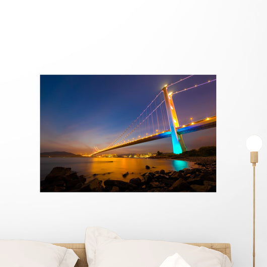 Hong Kong Tsing Ma Bridge at Night Wall Decal