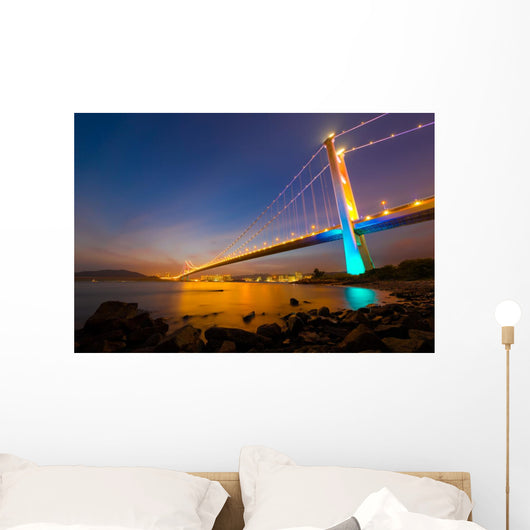 Hong Kong Tsing Ma Bridge at Night Wall Decal