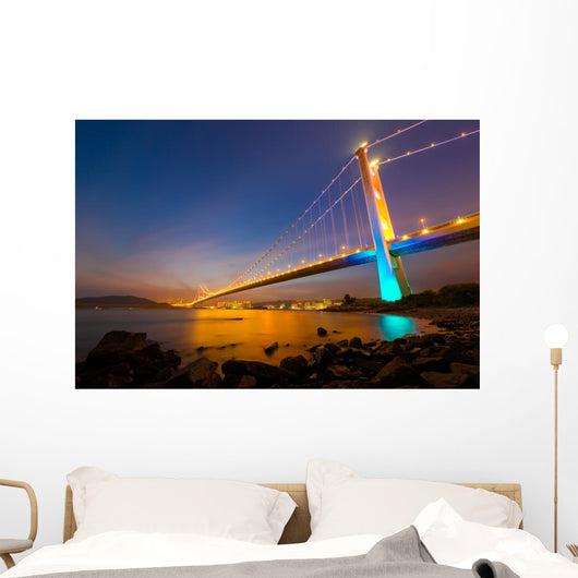 Hong Kong Tsing Ma Bridge at Night Wall Decal