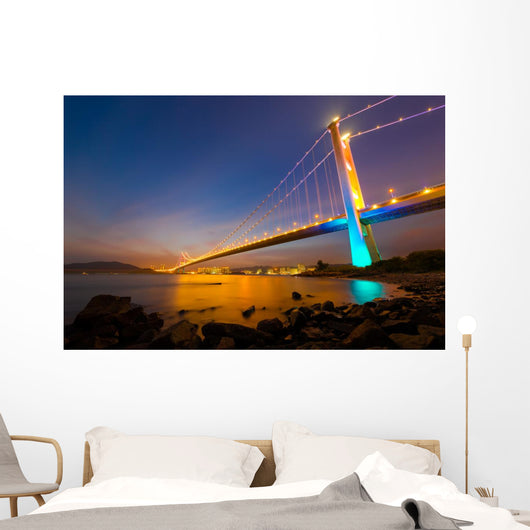 Hong Kong Tsing Ma Bridge at Night Wall Decal